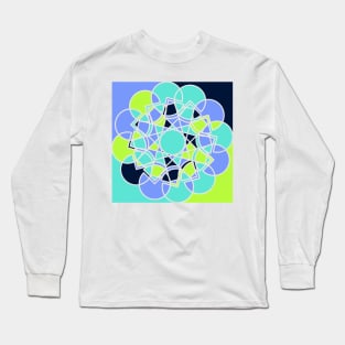 Digital mandala with geometric repeated shapes in random bright neon colors Long Sleeve T-Shirt